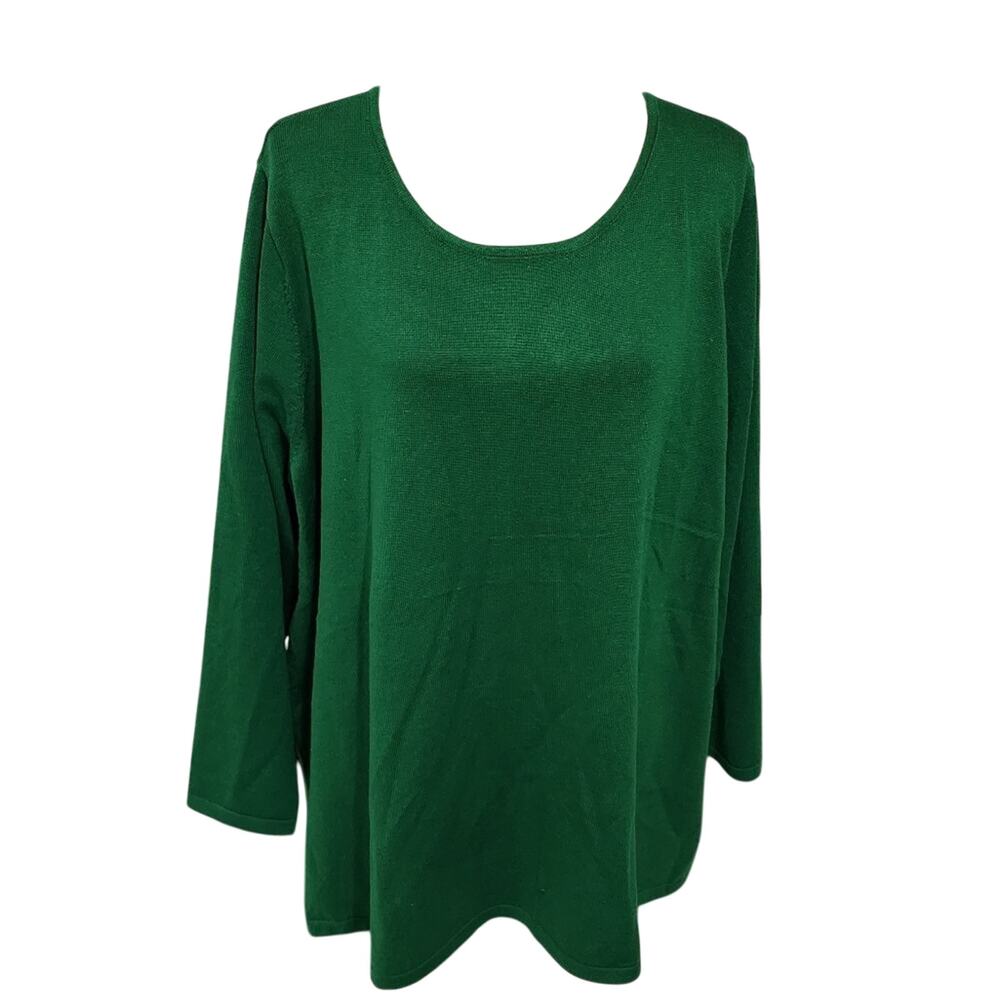 Tahari hunter‎ Green scoop neck pleated back sweater plus size 3X new!